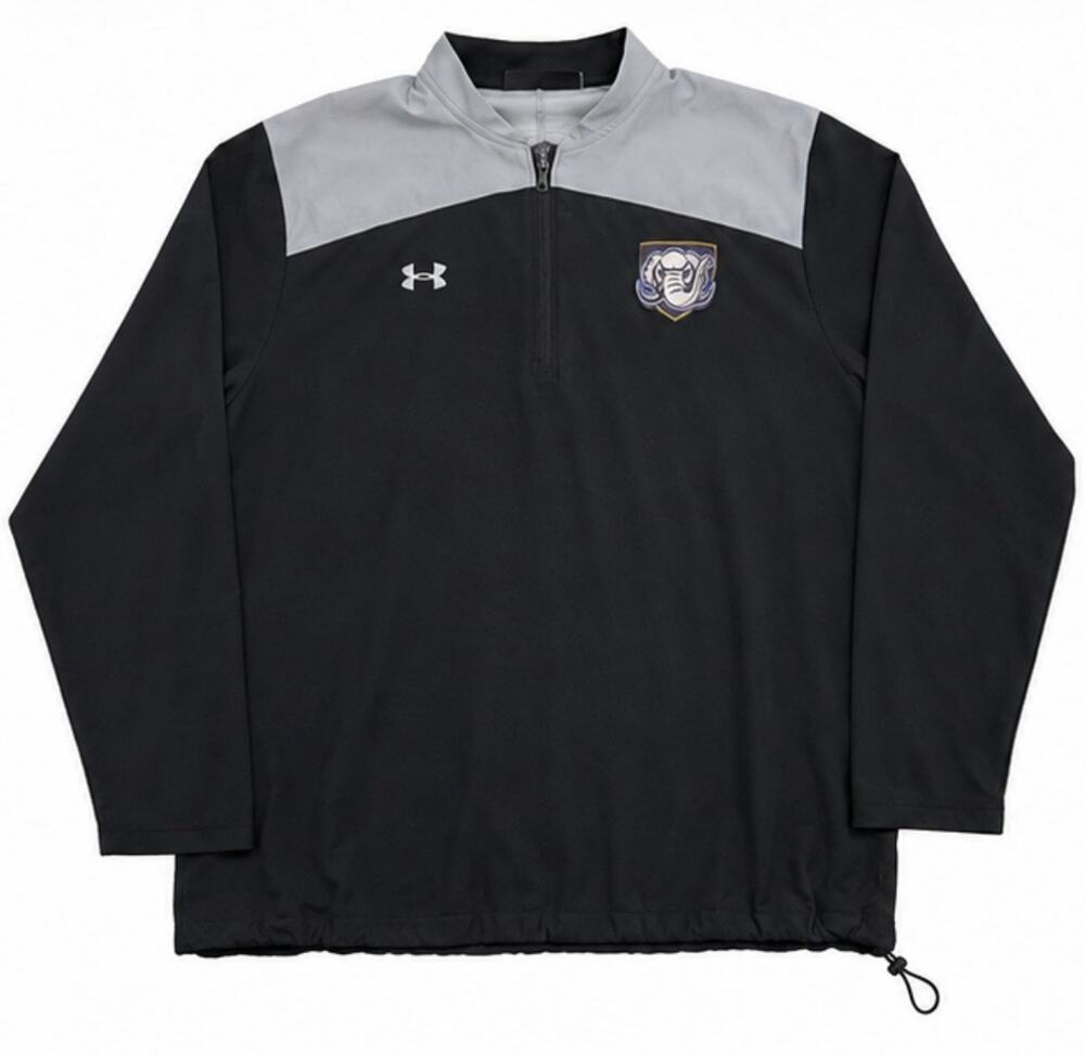 Under Armour XL Pullover Windbreaker Black Gray Elephant Logo 1/4 Zip Loose Fit